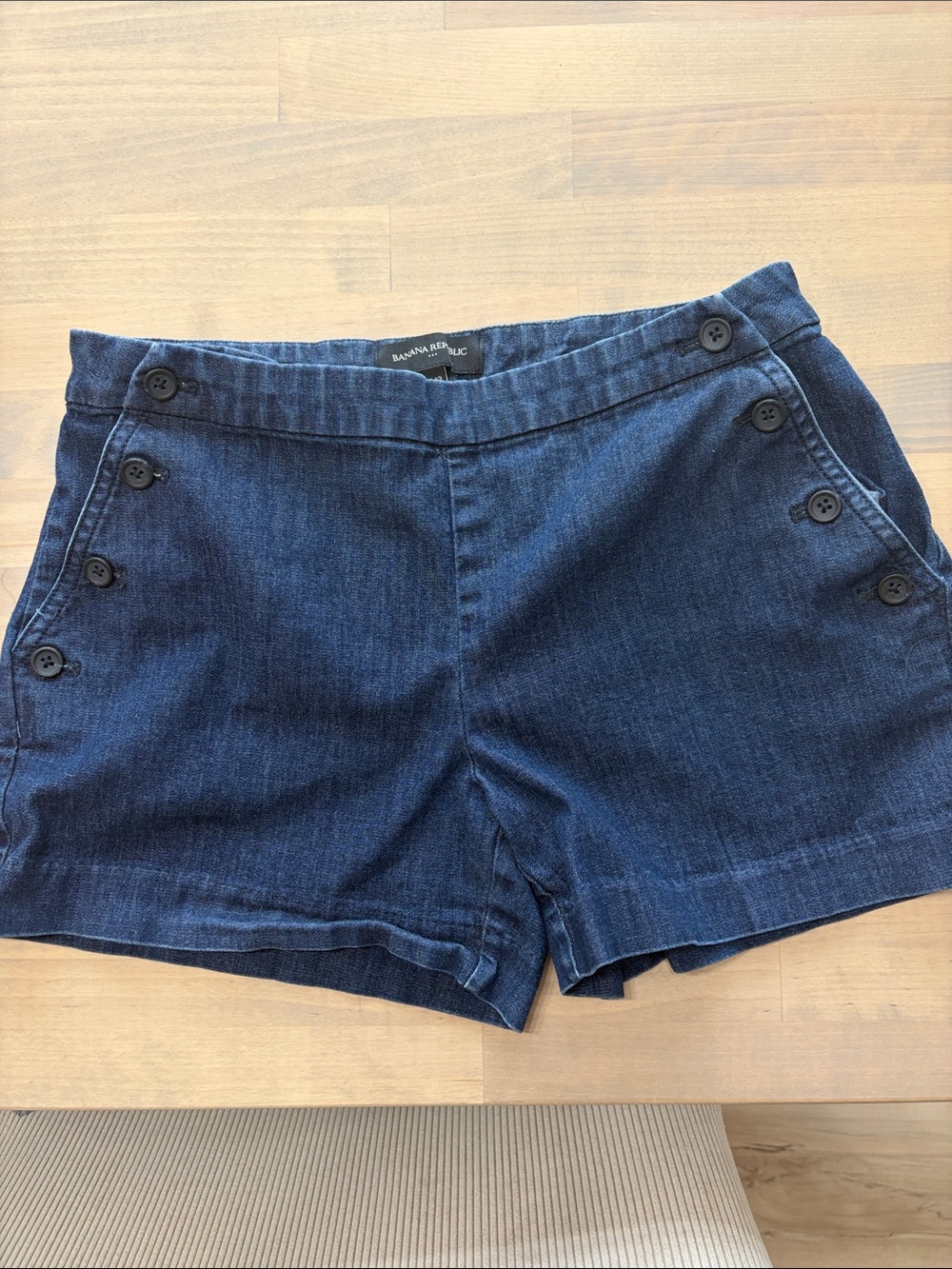 Banana Republic Dark Blue Button-Accent Jean Shorts